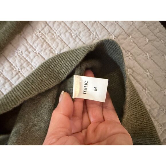 Made For Italic Mens Size Medium Green Cashmere Long Sleeve Crewneck Sweater - Picture 5 of 7